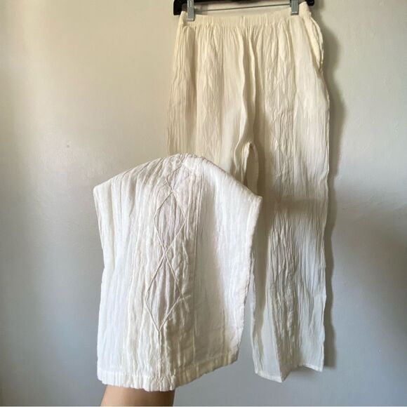 Cotton Crinkle Effect Summer Pants - Picture 2 of 7